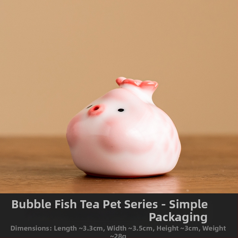 Keramická dekoratívna Tea Pet s bublinovou rybou a držiakom kadidla — stolný doplnok čajovej ceremónie