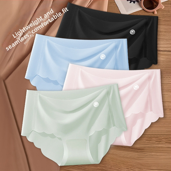 Ženske gaćice od ice silk, nude nijansa, 3D dizajn, visok pojas, prozračan
