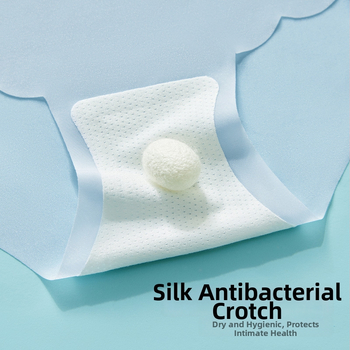 Ženske gaćice od ice silk, nude nijansa, 3D dizajn, visok pojas, prozračan