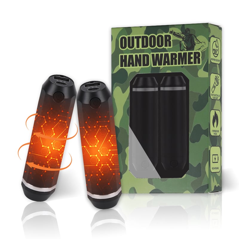 Θερμαντικό χεριών με LED φακό και USB, ενσωματωμένη επαναφορτιζόμενη μπαταρία 2000-4000 mAh