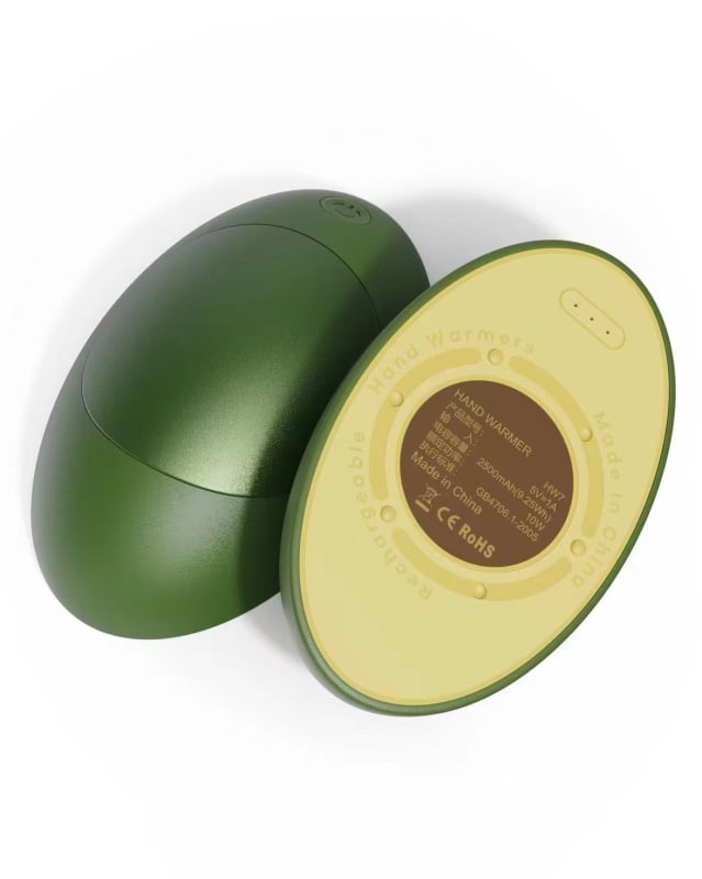 Μαγνητικός διαιρούμενος θερμαντήρας χεριών σε σχήμα αβοκάντο, 2‑σε‑1 USB μίνι power bank με ενσωματωμένη μπαταρία