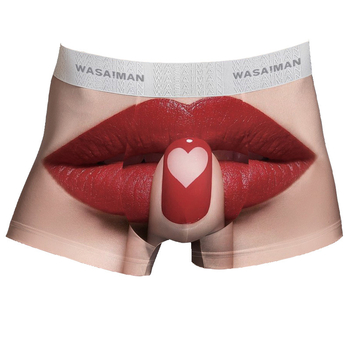 Muške bokserice s crvenim usnama, prozračne ice silk poliester boxer briefs, srednji pojas.