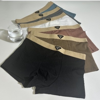Muške bokserice od ledenog svile s mrežastim džakardom, udobne i prozračne, jednobojne retro stil