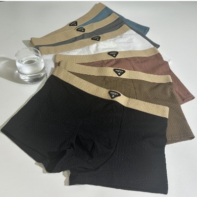 Muške bokserice od ledenog svile s mrežastim džakardom, udobne i prozračne, jednobojne retro stil