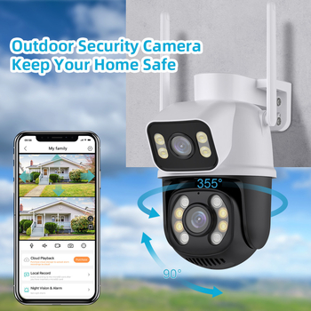 Xiongmai Icsee cameră de supraveghere wireless cu două lentile, 6MP PTZ, vizualizare duală