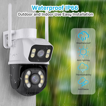 Xiongmai Icsee cameră de supraveghere wireless cu două lentile, 6MP PTZ, vizualizare duală