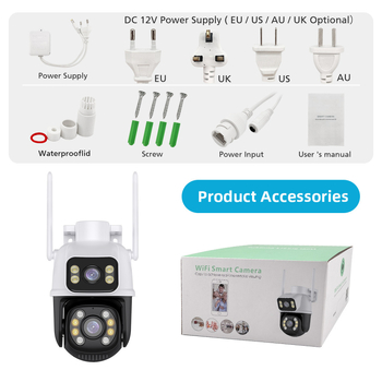 Xiongmai Icsee cameră de supraveghere wireless cu două lentile, 6MP PTZ, vizualizare duală