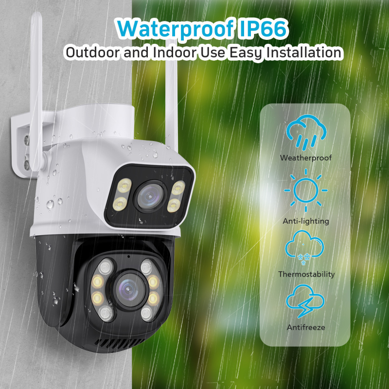 Xiongmai Icsee cameră de supraveghere wireless cu două lentile, 6MP PTZ, vizualizare duală