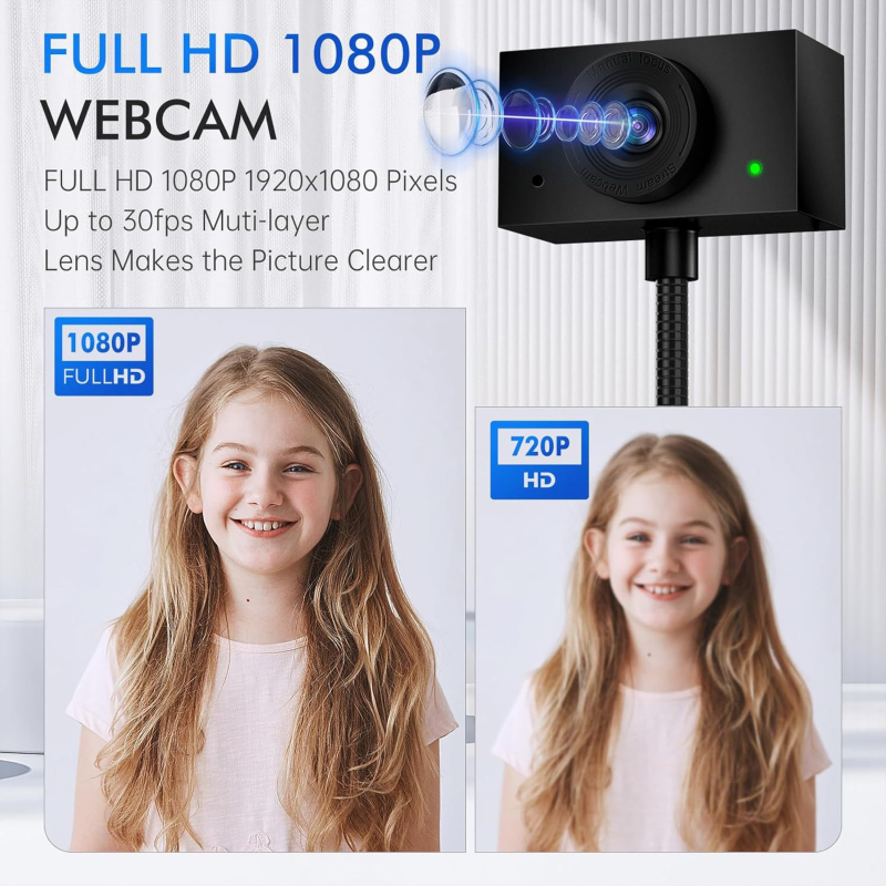 Međunarodni OEM model 2MP HD 1080P USB web kamera za online nastavu, za stolno računalo ili prijenosno, bez upravljačkog programa, s ugrađenim mikrofonom