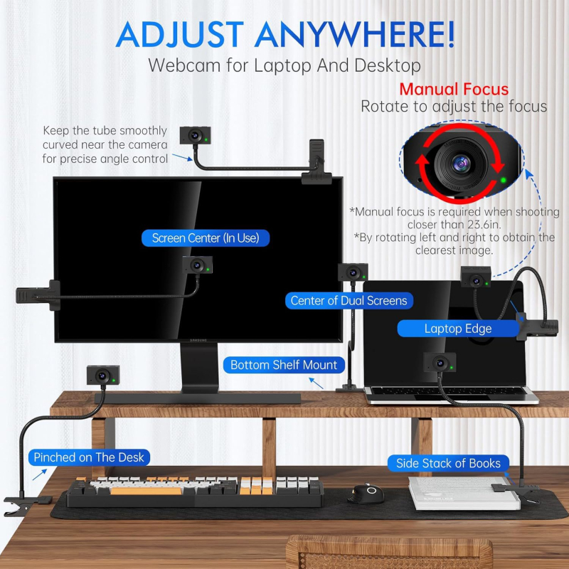 Međunarodni OEM model 2MP HD 1080P USB web kamera za online nastavu, za stolno računalo ili prijenosno, bez upravljačkog programa, s ugrađenim mikrofonom