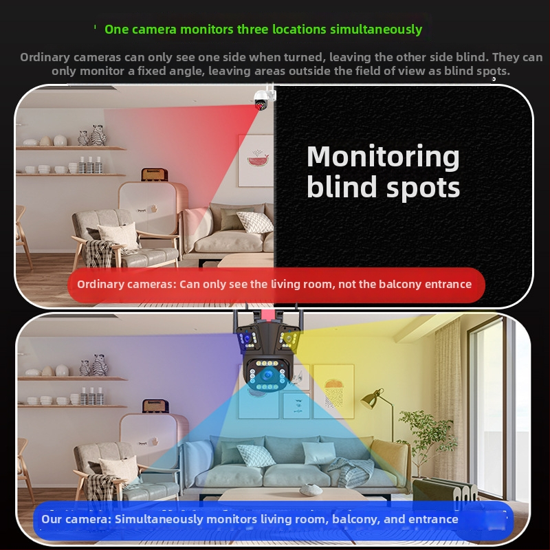 IPC360 Kućna kamera za nadzor s tri leće i vanjskim monitorom, 4G/Wi-Fi