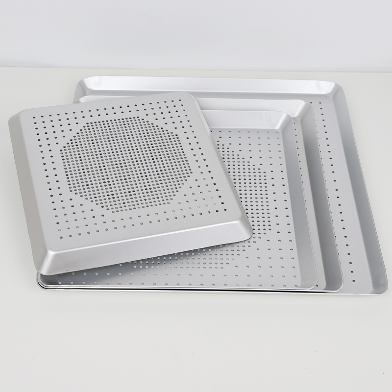 Debeli kvadratni pleh za pizzu, perforiran, anodizirani aluminij, 8–10 inča, za kućnu i komercijalnu upotrebu.