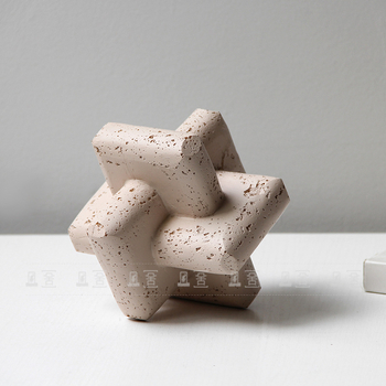 Moderna minimalistička skulptura u stilu Wabi-Sabi od smole, lažni travertin za stolni dekor