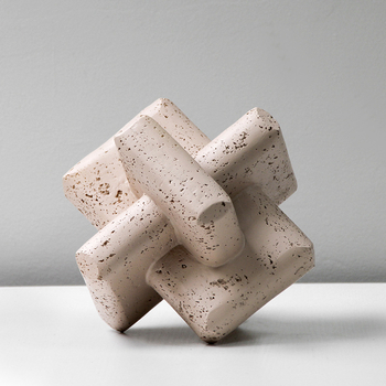 Moderna minimalistička skulptura u stilu Wabi-Sabi od smole, lažni travertin za stolni dekor