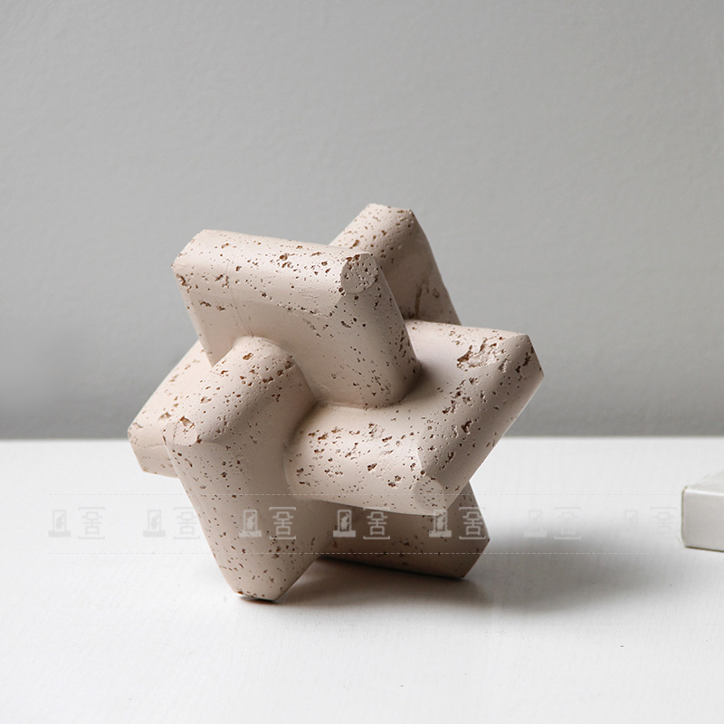 Moderna minimalistička skulptura u stilu Wabi-Sabi od smole, lažni travertin za stolni dekor