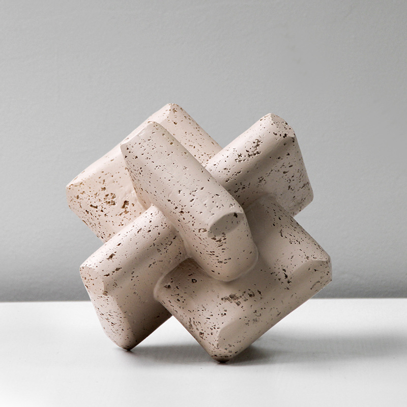 Moderna minimalistička skulptura u stilu Wabi-Sabi od smole, lažni travertin za stolni dekor