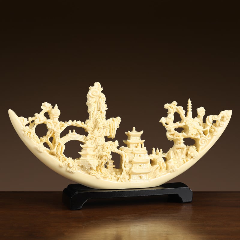 Kineska resin skulptura u boji slonova kost za ulazni prostor i ured, moderan minimalistički dizajn