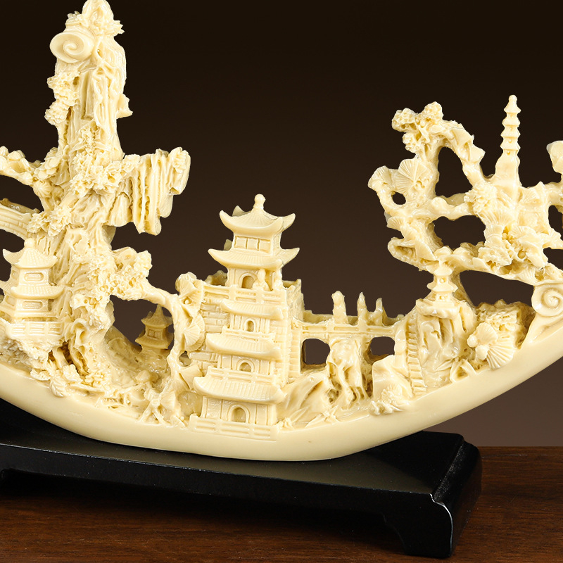 Kineska resin skulptura u boji slonova kost za ulazni prostor i ured, moderan minimalistički dizajn