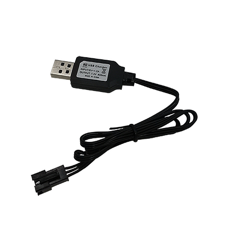USB kabel za punjenje Li baterije RC automobila 7,4V, SM-3P priključak, zaštita i indikator