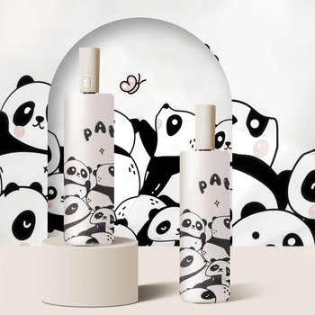 Rainballet Cartoon Panda kišobran za sunce i kišu, automatski, UV zaštita, vinil materijal, sklopni, prijenosni