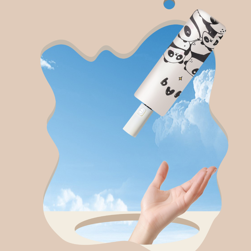 Rainballet Cartoon Panda kišobran za sunce i kišu, automatski, UV zaštita, vinil materijal, sklopni, prijenosni