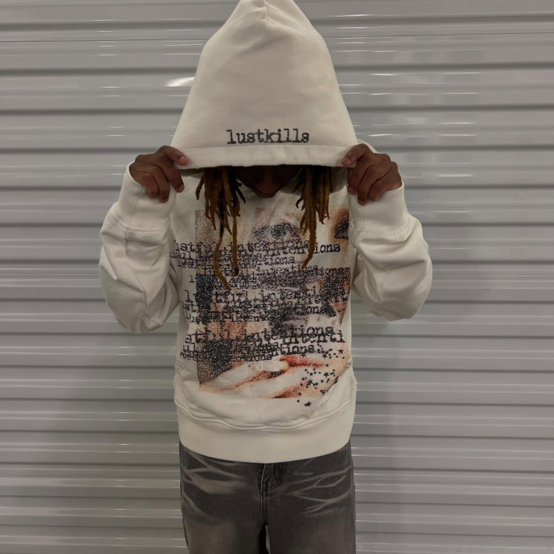Ženski hoodie s tamnim otiskom, dugi rukav, ležernog kroja, retro streetwear Y2K, anime uzorak, poliester