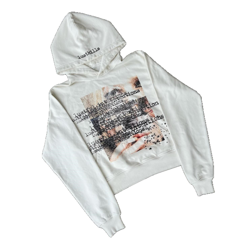 Ženski hoodie s tamnim otiskom, dugi rukav, ležernog kroja, retro streetwear Y2K, anime uzorak, poliester