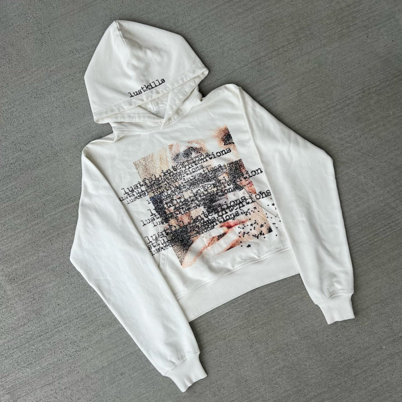 Ženski hoodie s tamnim otiskom, dugi rukav, ležernog kroja, retro streetwear Y2K, anime uzorak, poliester