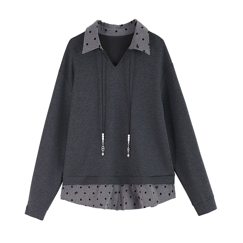 Korejskog stila lažno slojevita hoodie s kapuljom, s dugim rukavima
