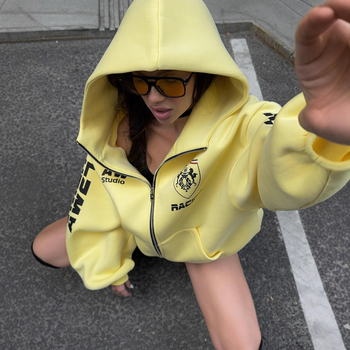 Američki stil za jesen-zimu oversize 3D printana hoodie jakna s kapuljačom za žene, zip, streetwear