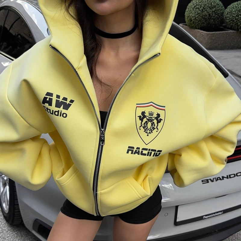 Američki stil za jesen-zimu oversize 3D printana hoodie jakna s kapuljačom za žene, zip, streetwear