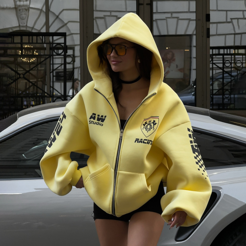 Američki stil za jesen-zimu oversize 3D printana hoodie jakna s kapuljačom za žene, zip, streetwear
