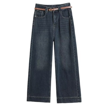 145 Petite Cropped Vintage Jeans za žene – jesen/zima, visokim pojasom, ravna kroj, cropped s širokim nogavicama