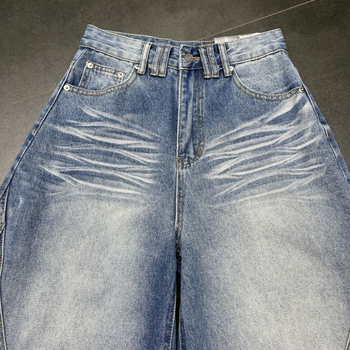 Ženske traperice s visokim strukom i zakrivljenim krojem nogavica, prane u vintage stilu, duge hlače, Plus Size