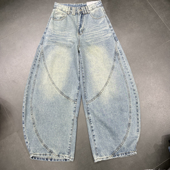 Ženske traperice s visokim strukom i zakrivljenim krojem nogavica, prane u vintage stilu, duge hlače, Plus Size