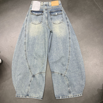 Ženske traperice s visokim strukom i zakrivljenim krojem nogavica, prane u vintage stilu, duge hlače, Plus Size