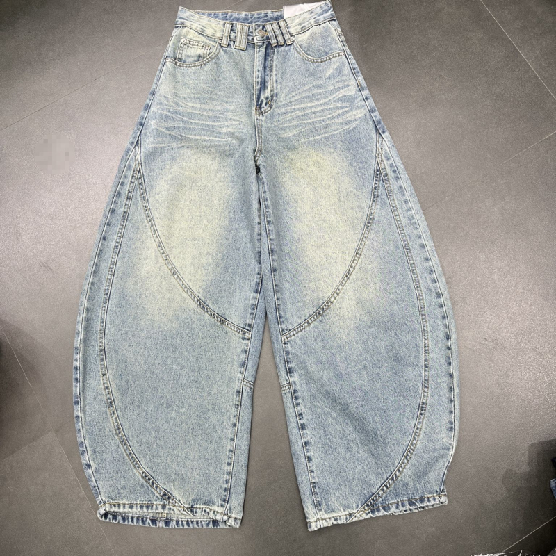 Ženske traperice s visokim strukom i zakrivljenim krojem nogavica, prane u vintage stilu, duge hlače, Plus Size