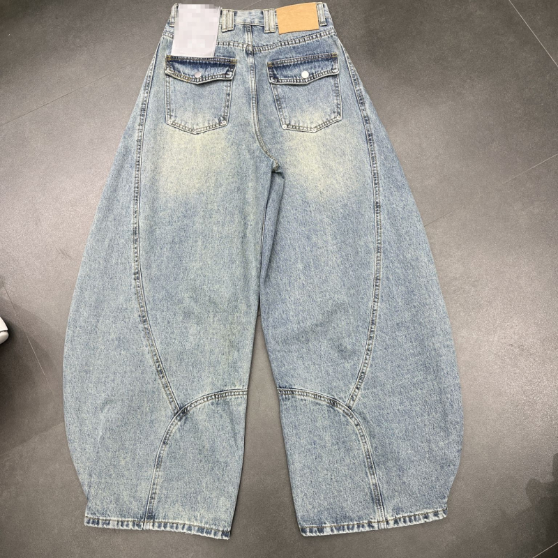 Ženske traperice s visokim strukom i zakrivljenim krojem nogavica, prane u vintage stilu, duge hlače, Plus Size