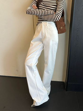 Lu Sheng ženske traperice u američkom stilu Slim-Fit s mikro-flare, Clean-Fit, opuštene, elastične casual hlače