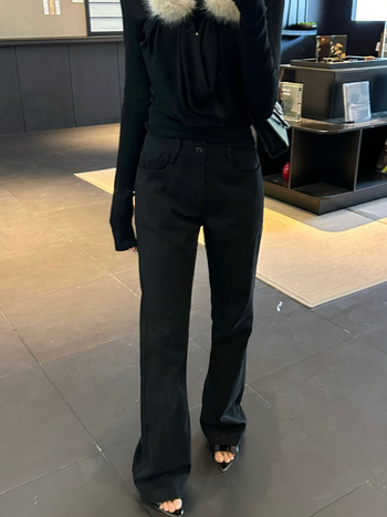 Lu Sheng ženske traperice u američkom stilu Slim-Fit s mikro-flare, Clean-Fit, opuštene, elastične casual hlače
