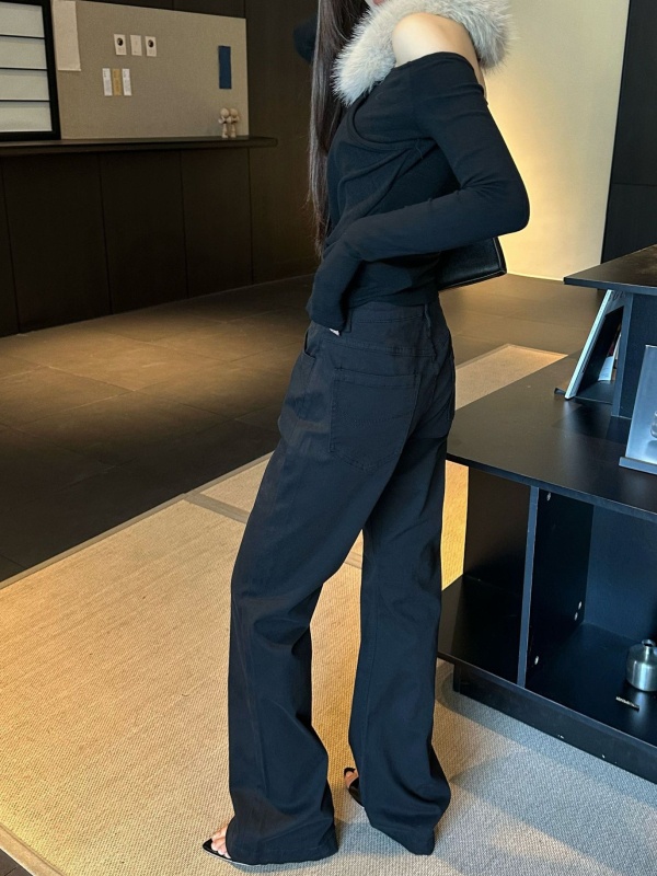 Lu Sheng ženske traperice u američkom stilu Slim-Fit s mikro-flare, Clean-Fit, opuštene, elastične casual hlače
