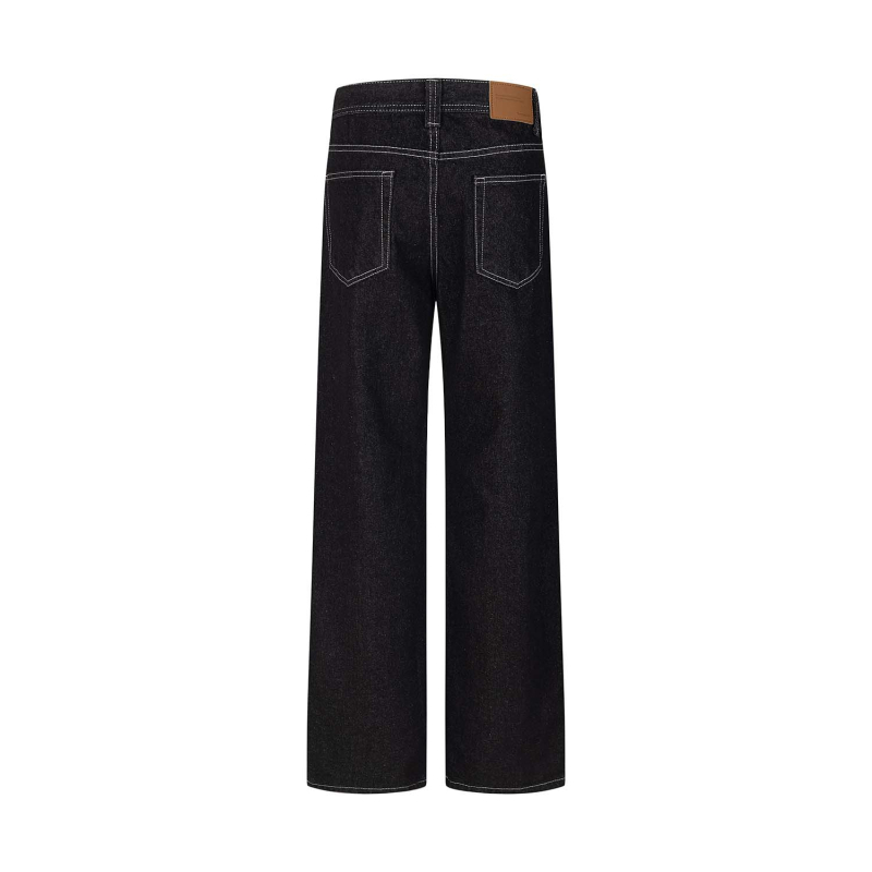 Unbdns Ženske traperice, američki retro stil, slobodan kroj, ravni kroj, gradski stil, široke nogavice, vizualno sužava siluetu