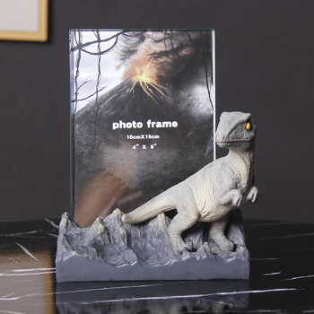 Fotorama od smole u dinosaura za djecu, staklena prednja stranica, stolni dekor, 6 inča, minimalistički 3D dizajn