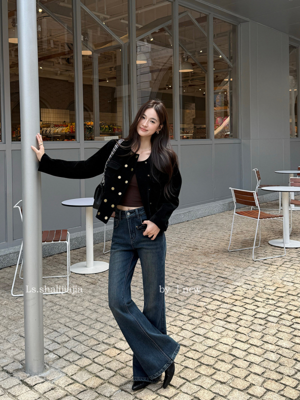 Ženske traperice LS Shuzhi, oprani mekani denim, jesen-zima, svestran slim kroj, hlače s klasičnim krojem u A kroju, model S1310