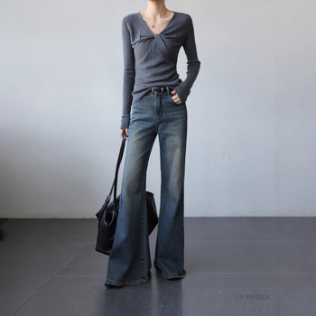 Ženske traperice s visokim strukom, denim, minimalistički stil, japansko-korejski ležerni stil, jesen 2025
