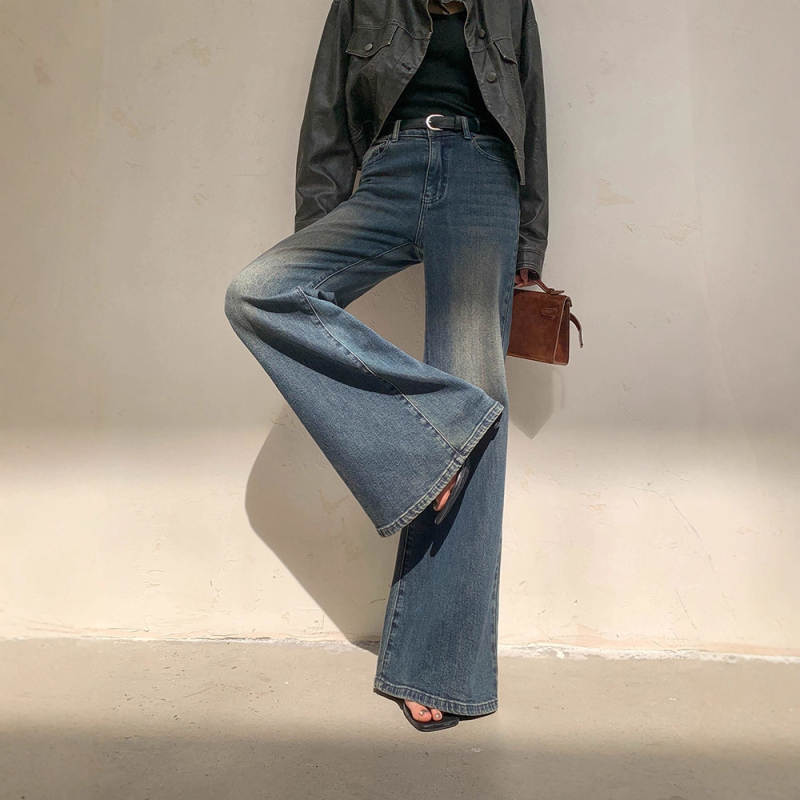 Ženske traperice s visokim strukom, denim, minimalistički stil, japansko-korejski ležerni stil, jesen 2025