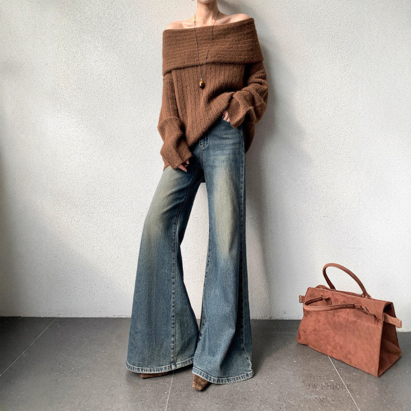 Ženske traperice s visokim strukom, denim, minimalistički stil, japansko-korejski ležerni stil, jesen 2025