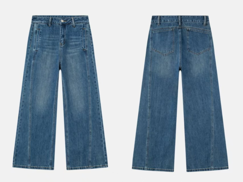 Ženske traperice s visokim strukom i širokim krojem, elastične, isprani denim, proljeće 2026