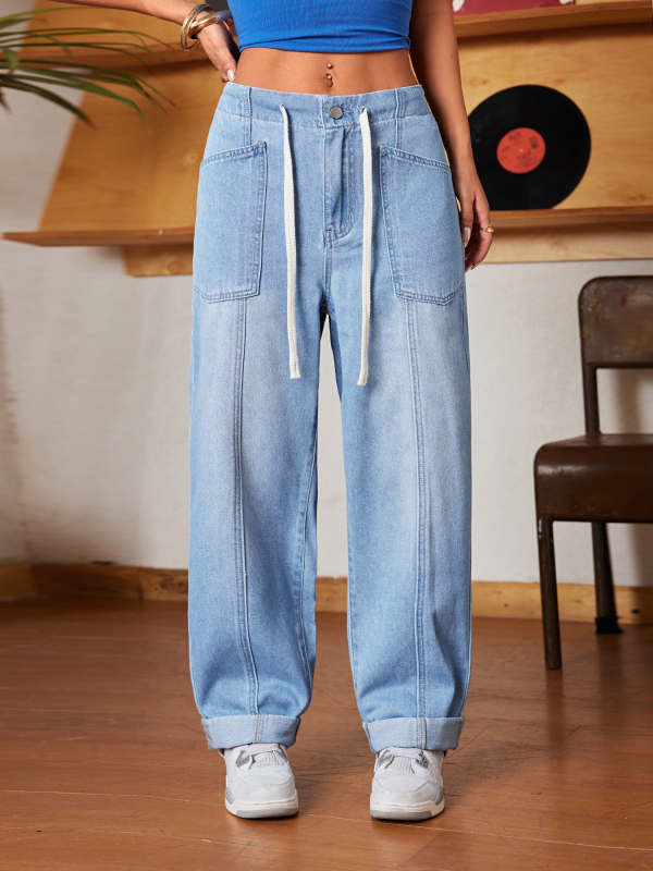 Denim hlače uskog kroja i ravnog kroja, svakodnevne, američki street stil