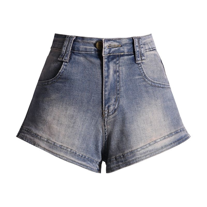 Ženske elastične traper šortse u američkom stilu, vintage, 2024 novi model, hip-hugging kroj, distressed, A-linija, ljetno